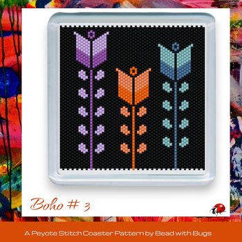 BOHO # 3: Peyote Stitch Beaded Coaster Pattern by Bead with Bugs