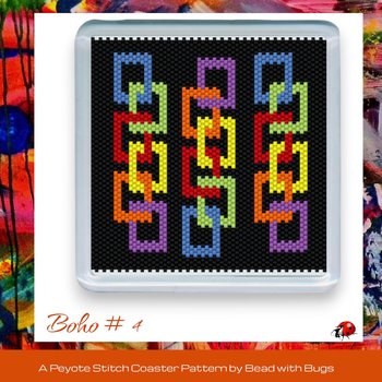 BOHO # 4: Peyote Stitch Beaded Coaster Pattern by Bead with Bugs