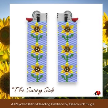 THE SUNNY SIDE:  Peyote Stitch Beaded Lighter Cover by Bead with Bugs