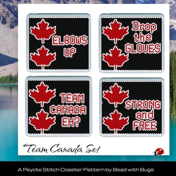 CANADA STRONG: Peyote Stitch Beaded Coaster Pattern Set by Bead with Bugs