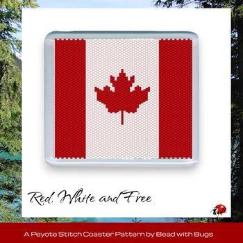 CANADIAN FLAG : Peyote Stitch Beaded Coaster Pattern by Bead with Bugs