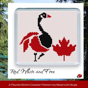 CANADA GOOSE : Peyote Stitch Beaded Coaster Pattern by Bead with Bugs