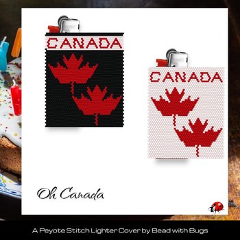 OH CANADA:  Peyote Stitch Beaded Lighter Cover by Bead with Bugs