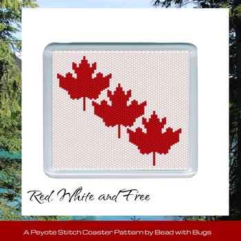 MAPLE LEAVES : Peyote Stitch Beaded Coaster Pattern by Bead with Bugs