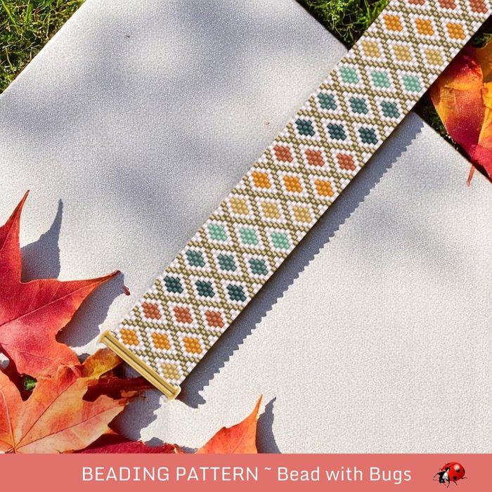 Peyote Stitch Bracelet Pattern, Boreal Forest Geometric Design (PDF)