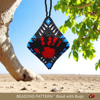 Peyote Stitch POD Pattern: Indigenous Styling with Red Hand Motif