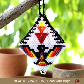 3D Peyote Stitch Beaded Pod Pattern in a southwest design featuring THUNDERBIRDS
