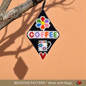 3D Peyote Stitch Beaded Pod Pattern by Bead with Bugs, Coffee, Ornament, purse charm, decoraton, PDF