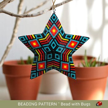 3D Peyote Star Bead Pattern in Indigenous Style - Charming Decor for Home & Holidays