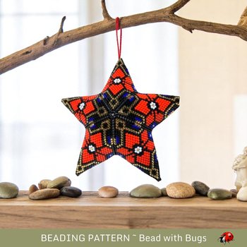 Beaded POINSETTIA Star Pattern PDF | 3D Ornament Decoration