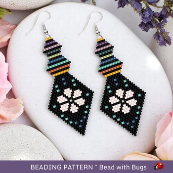 Brick Stitch Beaded Earrings Pattern by Bead with Bugs, Good to Grow, shaped brick stitch earrings, PDF