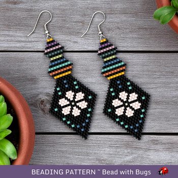 Brick Stitch Beaded Earrings Pattern by Bead with Bugs, Good to Grow, shaped brick stitch earrings, PDF