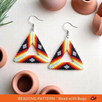 Peyote Stitch 3D Triangle  Earring Pattern, Arizona, Southwestern styled triangle earring PDF
