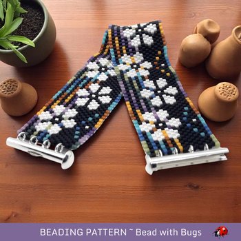 Peyote Stitch Beaded Bracelet and Earrings Pattern Set, GOOD TO GROW, a moody garden styled set, pdf
