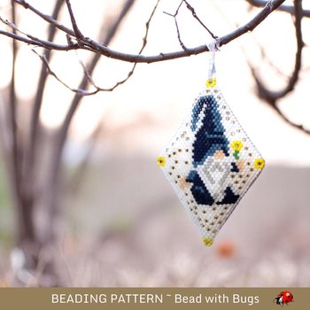 Blueberry the Gnome | 3D Beaded Pod Pattern | Peyote Stitch Purse Charm & Ornament PDF