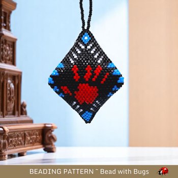 Peyote Stitch POD Pattern: Indigenous Styling with Red Hand Motif