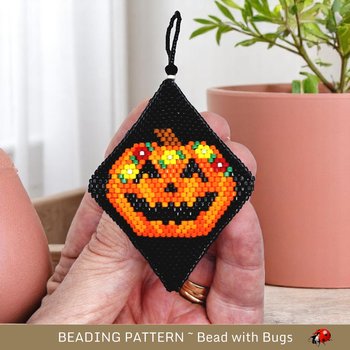 Jack O'Lantern Beaded Pod Pattern – 3D Halloween Ornament (PDF Pattern)