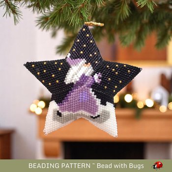 Santa in the Stars 3D Peyote Stitch Beaded Star Pattern - 3x3 Dimension of Santa Gazing at Stars