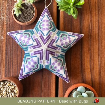 Soft-Colored Anemone Beaded Star Pattern - 3D Peyote Stitch Ornament for Year-Round Display