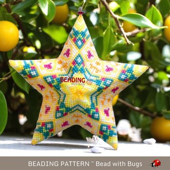 Beaded Star Pattern: Limoncello in Vibrant Gelato Colors - Peyote Stitch