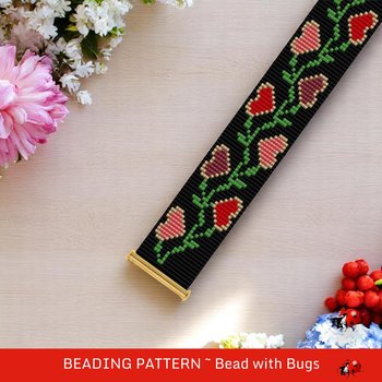 Loom Beaded Bracelet Pattern by Bead with Bugs, CLIMBING HEARTS, PDF