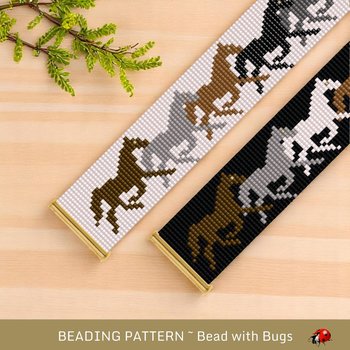 Loom Beaded Bracelet Pattern by Bead with Bugs, HORSES, PDF