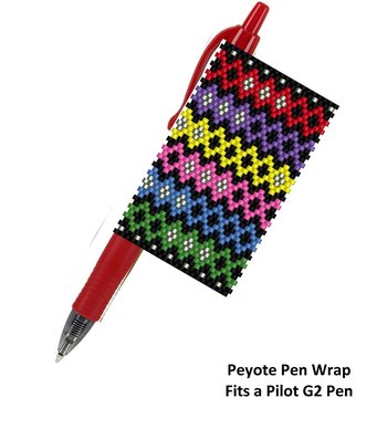 Peyote Stitch Beaded Pen Wrap by Bead with Bugs, BRIGHT AND HAPPY, Beaded Pen Wrap Pattern for Pilot G2 Pen