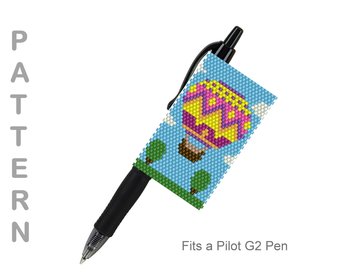 Peyote Stitch Beaded Pen Wrap by Bead with Bugs, HOT AIR BALLOON, Beaded Pen Wrap for Pilot G2 Pen