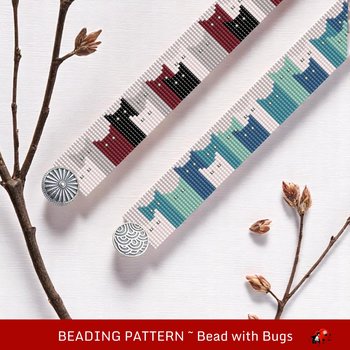 Loom Beaded Bracelet Pattern by Bead with Bugs, THE CATS, PDF
