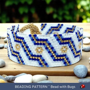 Peyote Stitch Beaded Bracelet and Earrings Pattern Set, Lady Sings the Blues, PDF