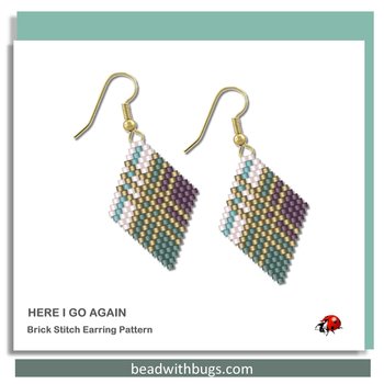 Peyote Stitch Beaded Bracelet and Earrings Pattern Set, Here I Go Again, PDF