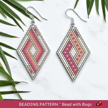 Brick Stitch Beaded Earrings Pattern by Bead with Bugs, Blush Woven, geometric earrings, PDF