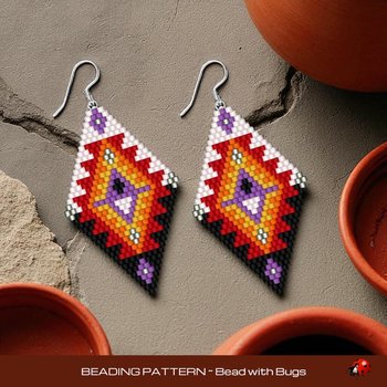 Brick Stitch Beaded Earrings Pattern by Bead with Bugs, Sun Burst, geometric earrings, PDF