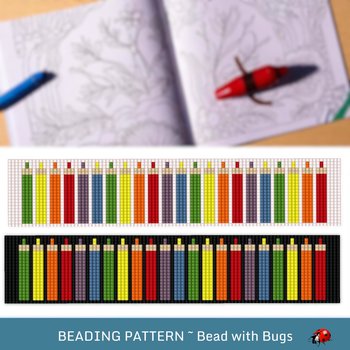 Loom Beaded Bracelet Pattern by Bead with Bugs, Pencil Crayons, PDF