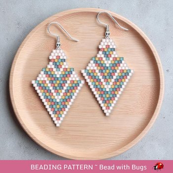 Brick Stitch Beaded Earrings Pattern Glow Up, geometric design, PDF