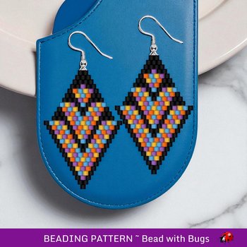 Brick Stitch Beaded Earrings Pattern Neon Lights, geometric design, PDF