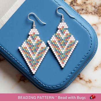 Brick Stitch Beaded Earrings Pattern Glow Up, geometric design, PDF