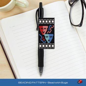 Peyote Stitch Beaded Pen Wrap by Bead with Bugs, THE FILM ARTS, Beaded Pen Wrap Pattern for Pilot G2 Pen