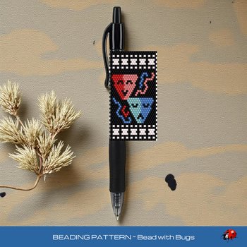 Peyote Stitch Beaded Pen Wrap by Bead with Bugs, THE FILM ARTS, Beaded Pen Wrap Pattern for Pilot G2 Pen