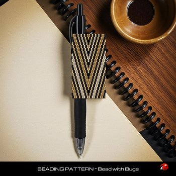 Peyote Stitch Beaded Pen Wrap by Bead with Bugs, HEAVY METAL, Beaded Pen Wrap Pattern fits a Pilot G2 Pen
