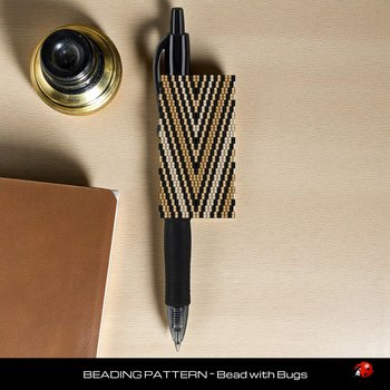 Peyote Stitch Beaded Pen Wrap by Bead with Bugs, HEAVY METAL, Beaded Pen Wrap Pattern fits a Pilot G2 Pen
