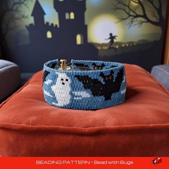 Peyote Stitch Beaded Bracelet Pattern Spooky Season, Beaded Bracelet design, PDF