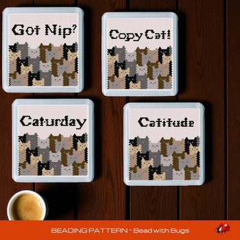 CAT SERIES: Peyote Stitch Beaded Coaster Pattern by Bead with Bugs