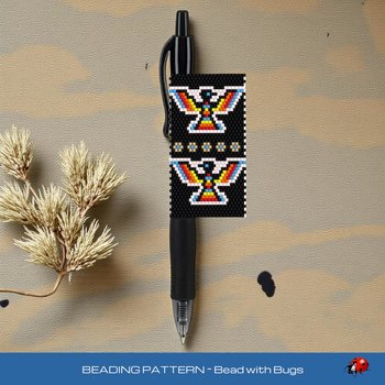 Peyote Stitch Beaded Pen Wrap by Bead with Bugs, THUNDERBIRDS 2, Beaded Pen Wrap Pattern for Pilot G2 Pen