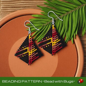 Peyote Stitch, Kite Earring Beading Pattern ETERNAL FLAME, PDF