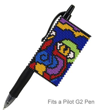 Peyote Stitch Beaded Pen Wrap by Bead with Bugs, ABSTRACT ART 2, Beaded Pen Wrap Cover for Pilot G2 Pen