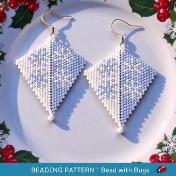 Peyote Stitch, Kite Earring Beading Pattern WINTER CARNIVAL, PDF