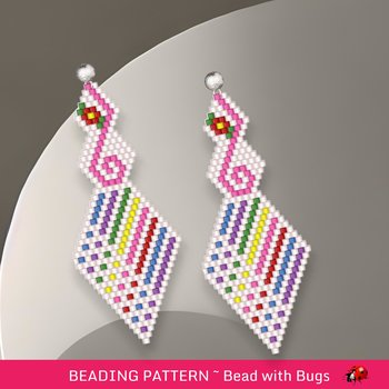 Brick Stitch Beaded Earrings Pattern: Be Happy