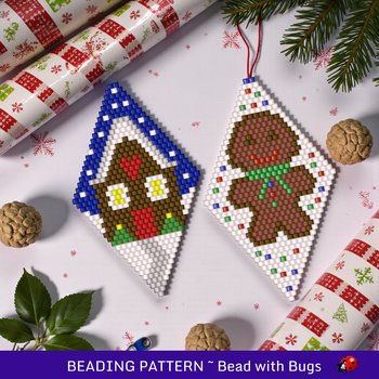 Beaded Gingerbread Ornament Pattern: Brick Stitch (PDF)