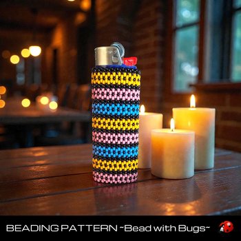 Tubular Peyote Stitch Beaded Lighter Cover using Seed Beads, STRIPES